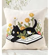 Kokaaee Embroidered Throw Pillow Cover 18x18 Inch - Spring Boho Decorative Animal Pillow Covers w...
