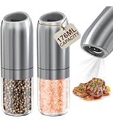 JIDSPWLS Gravity Electric Salt and Pepper Grinder Set Battery Powered Stainless Steel Pepper Mill...