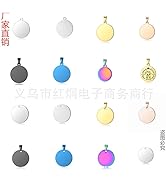 Frinnovan, 4 Pack Laser Engraving Blanks Necklace Stainless Steel Round Pendant Double Sided Stam...