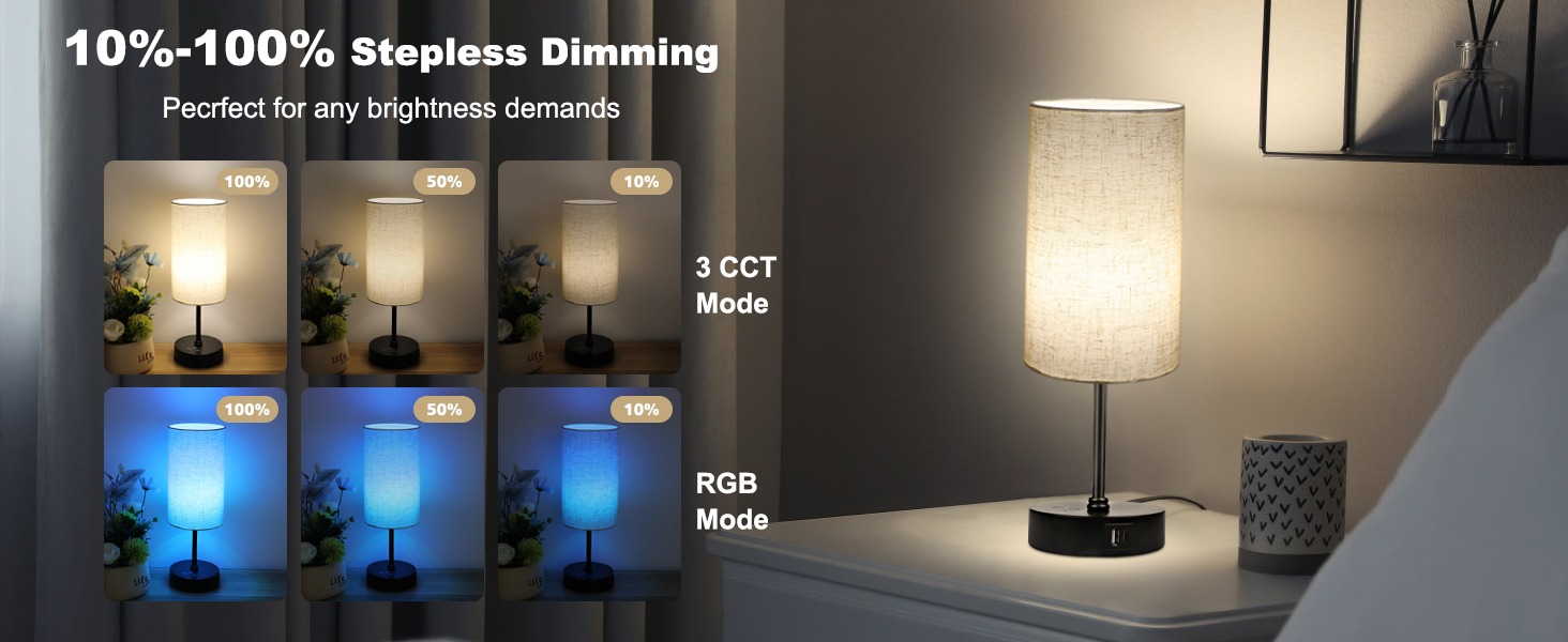 The brightness of this desk lamp can be stepless dimmable from 10%-100%.