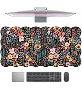 Floral Desk Mat, Cute XXL Large Scalloped Mouse Pads Gaming Desk Pad, Keyboard Pad Desk Matt Comp...