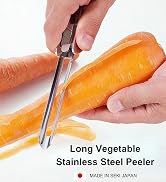 Seki Japan Long Vegetable Peeler, stainless steel peeler with plastic safety cover
