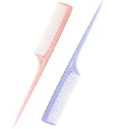 RHOS Rat Tail Comb for Parting, Fine Tooth Teasing Comb with Pick, 2 Pack Hair Styling Combs Set ...