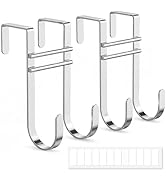 FYY Over the Door Hooks, No Assembly Required 2 PCS Double Hanger Heavy Duty Metal Towel Rack wit...