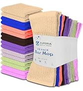 ZUPERIA Premium Bar Mop 16 Pack (12 x 12) - 100% Cotton Cleaning Towels Made with Ribbed Design f...