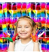 Rainbow Backdrop Party Decoration Metallic Square Foil Fringe Curtain Photo Booth Props for Birth...