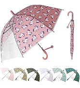 SIEPASA Kids Clear and Transparent Umbrella with an Easy Grip Handle, Dome Bubble Umbrella, Windp...