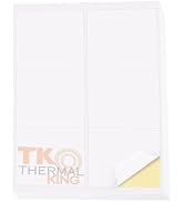 TK Thermal King 3 1/3" x 4" 100 Sheets Permanent Adhesive White Shipping Labels for Laser & Inkje...