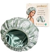 Yanibest Shower Cap for Women - Hair Satin Bonnet Shower Cap for Women Waterproof Extra Large Dou...