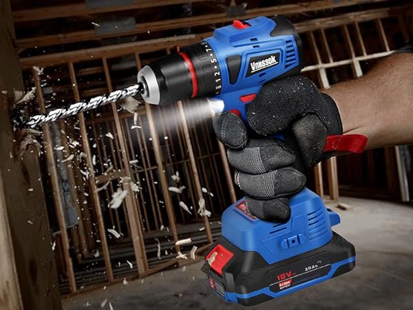 Tool Box Set: Cordless 18V Power Drill Tool Kit with Battery, Electric Drill Driver for Men