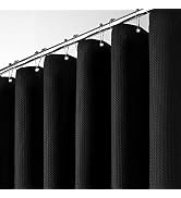 Dynamene Black Fabric Shower Curtain - Waffle Textured Heavy Duty Cloth Shower Curtains for Bathr...