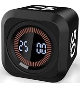 Pomodoro Timer Cube with Silicone Case 5/10/25/50 min, Vibrate&Sound Alarm | Black, Desk Producti...