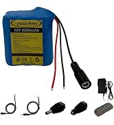 12V 5200mAh Rechargeable Lithium ion Battery Pack with Charger ,Replacement battery with bare Lea...