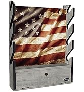 Rush Creek Creations Patriotic 4-Gun Wall Storage Rack for Rifles and Shotguns, American Flag Gun...