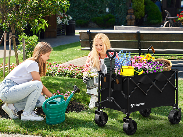 Hikemoon utility collapsible folding wagon cart for garden