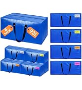8 Pack Extra Large Moving Bags, Heavy Duty Clothes Storage Totes Bags with ColorNote & Handles, M...