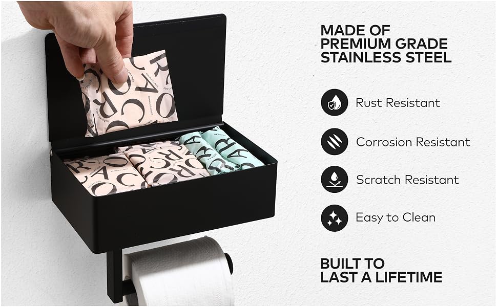 toilet paper holder with shelf