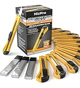 Nicpro 15 Pack Utility Knives Plastic Box Cutters Bulk Retractable Razor Knife with 30 PCS Extra ...