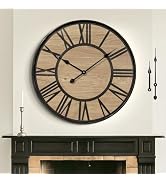 Mee 2ou Large Wall Clock for Living Room Decor, Non Ticking Silent, Battery Operated Modern Vinta...