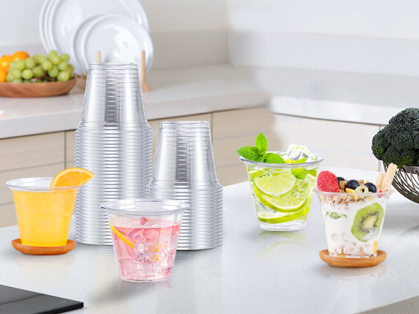 Lamosi Plastic Cups Disposable Coffee Cups Hot/Cold Beverage Drinking Cups