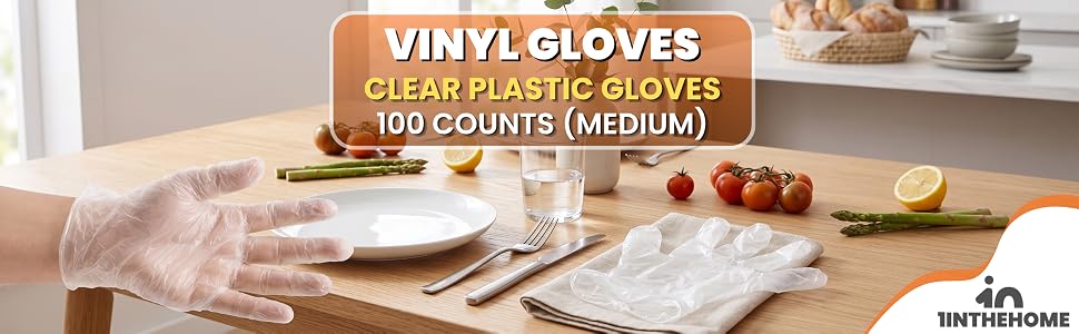 vinyl gloves, clear gloves, medium gloves