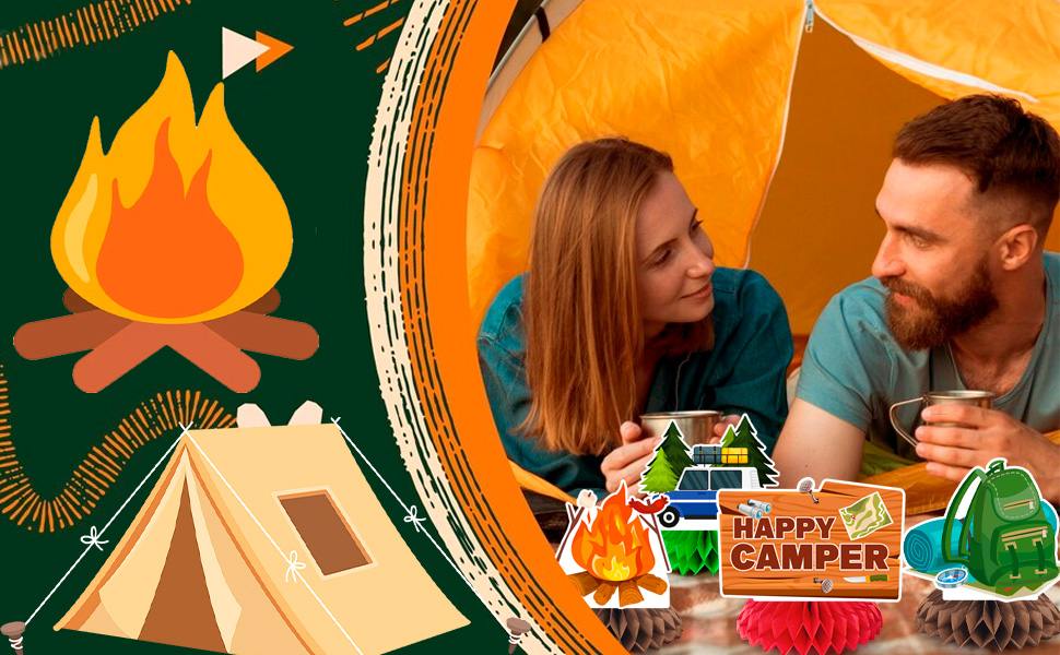 camping honeycomb centerpiece