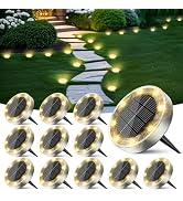 Peasur Solar Lights Outdoor Waterproof -12 Pack Solar Ground Lights Anti-Rust, Flat Solar Powered...