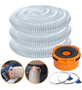 POWERTEC 4" x 20' Flexible PVC Dust Collection Hose with 2pcs Key Hose Clamps and Dust Port Adapt...