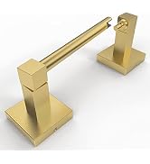 Ruacq Toilet Paper Holder Brushed Gold Double Post Pivoting Square Tissue Holders Roll Holder Han...