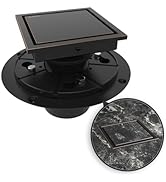 WEBANG 4 Inch Shower Square Drain Bronze Floor Drain with Flange Reversible 2-in-1 Cover Tile Ins...