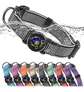 ZiperTag for Airtag Dog Collar with Air Tag Holder Waterproof, Ultra-Reflective, Nylon Padded wit...