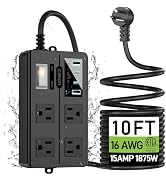 Outdoor Power Strip Weatherproof, IPX6 Waterproof Extension Cord Multiple Outlets with USB Ports,...