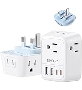 LENCEN US to UK Plug Adapter, Foldable Type G Travel Outlet Adapter with 4 USB Charger(2 USB C), ...