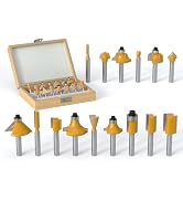 REKCKRUL 15PCS Router Bits Set 1/4 Inch Shank - Tungsten Carbide Woodwork Tools with Wood Case fo...