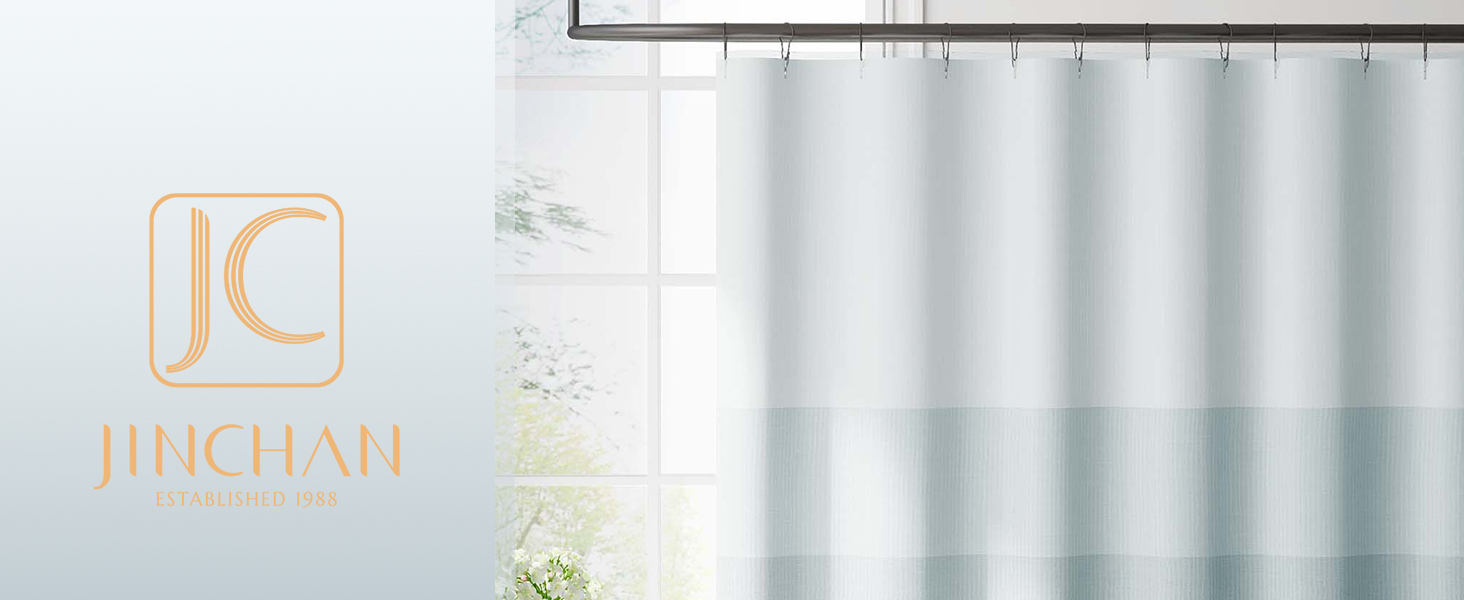 Blue shower curtain