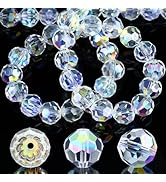 Dowarm 200 Pieces Round Crystal Glass Beads for Jewelry Making, 6MM Rondelle Crystal Beads for Cr...