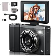 4K Digital Camera for Photography 64GB Sd Card 64MP Autofocus Anti-Shake Vlogging Camera for YouT...