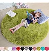 Grass Green Round Rug 4Ft for Bedroom, Fluffy Shag Circle Area Rugs for Kids Room Classroom Nurse...