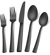Herogo 20-Piece Matte Black Silverware Set for 4, Stainless Steel Square Flatware Cutlery Set, Ta...