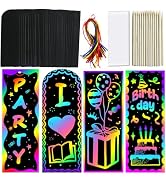 ZMLM Scratch Paper Art Bookmarks Kids: 36 Set Magic Rainbow DIY Art Craft Paper Bookmark Gift Tag...