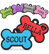 GoTags Silicone Dog Tags, Soundless Pet Tag, Personalized Silent Tag Engraved for Pets with Cute ...