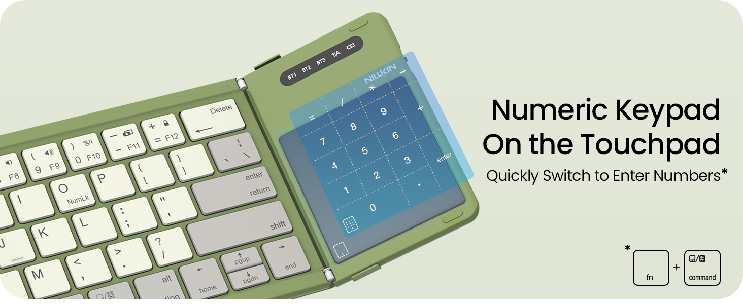 Touchpad converts to number keypad with one keystroke — no choosing between compact and number pad