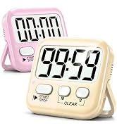 Antonki 2 Pack Digital Timer for Kids Classroom Kitchen Timers for Cooking | w/ Battery, Easy to ...