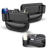 Car Seat Gap Filler Organizer, Universal Premium Leather Seat Organizer with Cup Holder, Seat Gap...