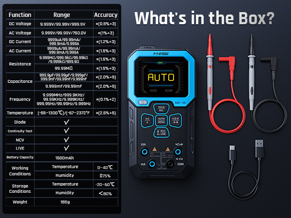 AC/DC Voltage Current Resistance Continuity Capacitance Temperature Tester