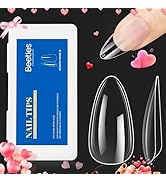 Beetles Gel Nail Tips Almond Medium Shape Nails, 500Pcs Pre Shaped Soft Nail Tips Clear Full Cove...