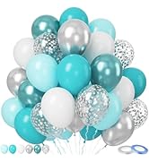 Paready Teal Blue Balloons Set, 50Pcs Blue Silver Balloons, 12 Inch Teal Blue Balloons Turquoise ...