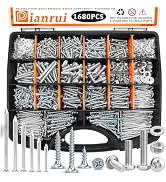Dianrui 1680 PCS Nails and Screws Assortment Kit & Screw Bolts and Nuts, M3/M4/M5/M6 Machine Scre...