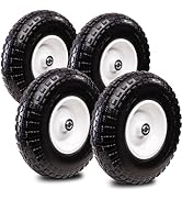 Taifa 4 PCS 13 Inch Solid Flat Free Replacement Tires and Wheels 4.00-6 with 5/8'' Bearing and 2....