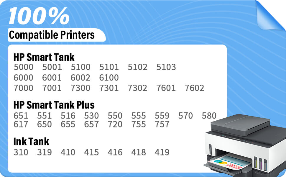 32XL Black Ink for HP Smart Tank 5000 7301 651 7001 7602 6001 551 5101 7300 5102 7302 7601